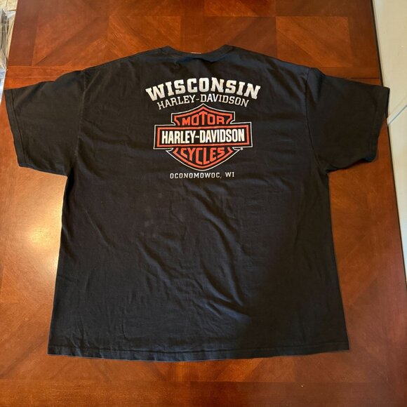 Harley-Davidson Biker Skull T-Shirt Gildan Black Oconomowoc Wisconsin USA‎ 3XL - Picture 12 of 12